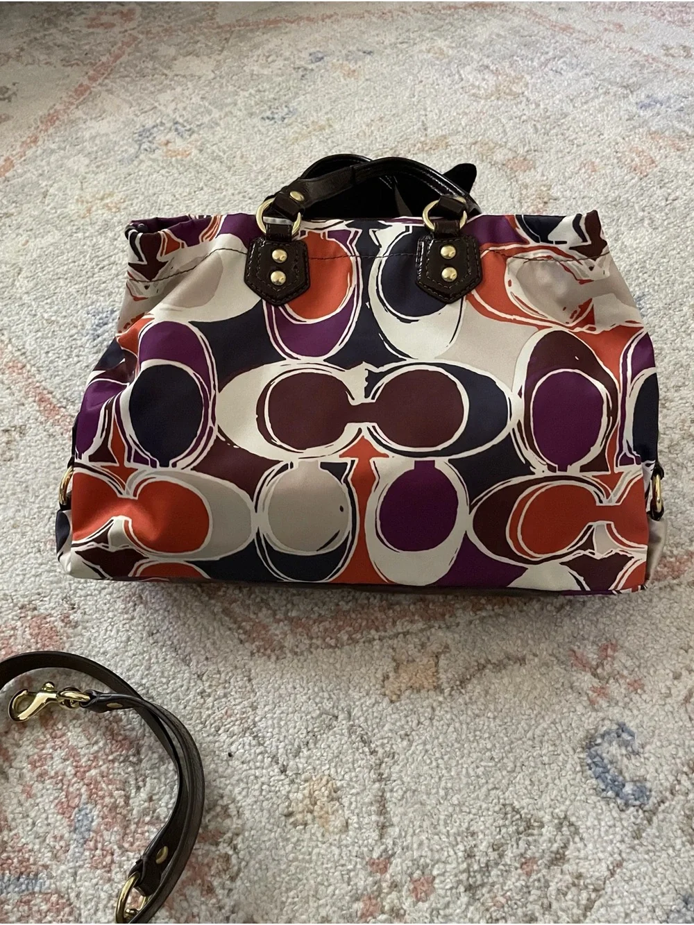 COACH Rare Multi-Color Ashley Scarf Print Satchel with Wallet-Y2K Style